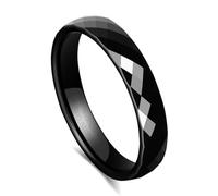Fyrddyn Promise Ring for Couple 4mm Black/Silver/Golden/Rose Golden Multi-faceted Tungsten Wedding Band for Men Women, 8 UK, Metal, No Gemstone
