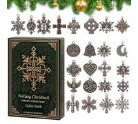 Fyrdyn 2025 Celtic Faith Advent Christmas | 24 Days 2D Acrylic Seasonal Ornament - Advent Countdown Calendar Ornaments,for Wreath Front Door Office Living Room Bedroom Wall Window Sill Mantel Garden