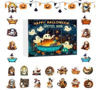 Fyrdyn 2025 Halloween Calendar - Countdown To Halloween Decoration - 2D Flat Collectible Ghost Pendant, Scene Props for Adults Teens Kids Students Living Room Tree Mantel Wall