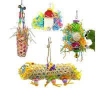 Fyrdyn Bird Shredding Toys | Parrot Chewing Toys - Colorful Chew Play Set Parrot Supplies for Conures Lovebirds Daily Training Hangers Inside Home Cage Perches Holidays Climbing
