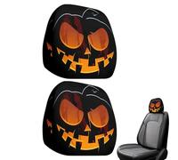 Fyrdyn Car Headrest Cover | Car Headrest Protector Decoration - Double-Sided Printing Elastic Big Eyes Creepy Pumpkin Interior Head Rest Covers for Halloween Driver Passenger Women Men