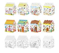 Fyrdyn Christmas Coloring House for Kids, Seasonal Decor - Holiday Paper Coloring Houses - for Teens Adults Parents Art Teachers Birthday Indoor Play Special Events Living Room Bedroom