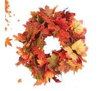 Fyrdyn Fall Garland for Mantle - 5.7Ft Maple Leaves Fall Garland with Lights - Artificial Thanksgiving Decorations for Outdoor Indoor Party Home Fireplace Living Room Front Door