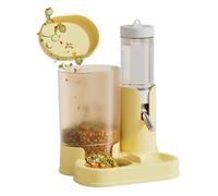 Fyrdyn Hamster Feeder | Hamster Water Bottle Pet Auto Dispenser with Base | Detachable Small Animal Drinking Waterer with Food Feeding Bowl for Hedgehog Pet Gerbils Dwarf