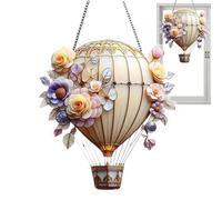 Fyrdyn Hot Air Balloon Decorations,Acrylic Stained Glass Hot Air Balloon - Charming Colorful Lawn Ornaments Acrylic Home Decor for Wedding Patio Yard