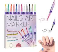 Fyrdyn Nail Polish Markers,12 Colors Fine Tip Tools,Quick-Drying Nail Polish Paint Pens | for Women, Mother, Men, Youth, Beginner, Manicure, Salon