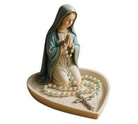 Fyrdyn Praying Mary Rosary Holder, Display Stand for Prayer Beads, Resin Catholic Rosary Holder for Living Room Study Nightstand Cabinet Bookshelf Desktop Wedding