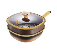 Fyrdyn Titanium Cooking Pan | 12in Titanium Alloy Non Stick Frying Pan with Lid | Multi-Purpose Deep Saute Pans | Non Stick Frying Pot for Home Kitchen Camping, Electric Induction Cooktop Camping Use