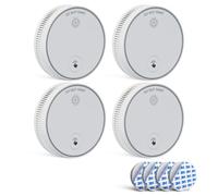 Fyremeld 10-Year Battery Smoke Alarm with Advanced Photoelectric Sensor for Fewer False Alarms Featuring Magnetic Mount and EN14604 Certification for Home and Office Use 4 Pack