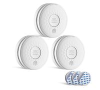Fyremeld Smoke Alarm for Home Smoke Detector with 10-year Lifespan, 5-year Battery Life (AA), No Blinking LED, Fire Alarm EN14604 Certified 3 Pack
