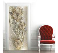 FYRHLH 3D Door Mural Sticker for Interior Doors Abstract & Flowers Waterproof Self-Adhesive PVC Door Stickers Wall Door Poster Stickers for Bedrooms Living Room W88 x H200 cm