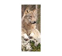 FYRHLH 3D Door Mural Sticker for Interior Doors Animal Wolf Waterproof Self-Adhesive PVC Door Stickers Wall Decoration Door Poster Stickers for Bedrooms Living Room W88 x H200 cm