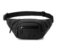 FYRLFB Large Fanny Pack for Men and Women, Crossbody Waist Bag with 4 Zipper Pockets Easy Carry Any Phone, Fashion Waist Packs with Adjustable Strap for Travelling, Hiking, Cycling, Running, Black, 9