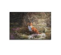 FYRN Animal Poster Wildlife Red Fox Poster Wall Art Print Retro Aesthetic Room Decor Office Decorations 16x24inch(40x60cm) Unframe-style