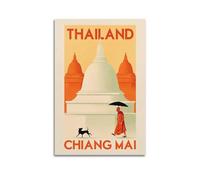 FYRN Travel Poster Chiang Mai Thailand Vintage Poster Wall Art Print Retro Aesthetic Room Decor Office Decorations 08x12inch(20x30cm) Unframe-style