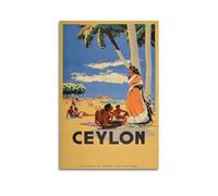 FYRN Vintage Travel Ceylon Sri Lanka Illustration Poster Wall Art Print Retro Aesthetic Room Decor Office Decorations 16x24inch(40x60cm) Unframe-style