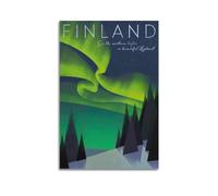 FYRN Vintage Travel Finland Northern Lights Poster Wall Art Print Retro Aesthetic Room Decor Office Decorations 16x24inch(40x60cm) Unframe-style