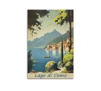 FYRN Vintage Travel Poster Lago Di Como Lake Poster Wall Art Print Retro Aesthetic Room Decor Office Decorations 12x18inch(30x45cm) Unframe-style