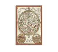 FYRNQ Medieval World Map Poster Wall Art Print Retro Aesthetic Room Decor Painting Canvas Home And Office Decorations 16x24inch(40x60cm) Unframe-style