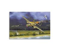 FYRNQ Military Poster WWII Fighter B-25 Mitchell Bomber Poster Wall Art Print Retro Aesthetic Room Decor Painting Canvas Home And Office Decorations 08x12inch(20x30cm) Unframe-style