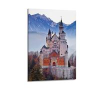FYRNQ Travel Poster Neuschwanstein Castle Poster Wall Art Print Retro Aesthetic Room Decor Painting Canvas Home And Office Decorations 16x24inch(40x60cm) Frame-style