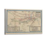 FYRNQ Vintage Map of London's Underground As Run by Separate Companies Poster Wall Art Print Retro Aesthetic Room Decor Painting Canvas Home And Office Decorations 24x36inch(60x90cm) Frame-style
