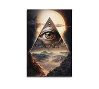 FYRNQ Vintage Poster Eye of Providence All Seeing Eye Mystical Art Poster Wall Art Print Retro Aesthetic Room Decor Painting Canvas Home And Office Decorations 24x36inch(60x90cm) Unframe-style
