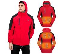 FYRTA Mens Heated Ski Jacket, USB Heated Winter Jackets, 7 Heated Zones with 3 Temperature, Fleece Lined Windproof Heating Winter Coat, Hooded Warm Windbreaker Jacket (No Battery Pack)