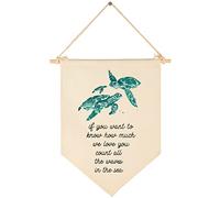FYSIA We Love You-Ocean Turtle Theme Nursery Decor- Canvas Hanging Pennant Flag Banner Wall Sign Decor Gift for Nursery Baby Kids Girl Boy Teen Bedroom Playroom Front Door- Birthday Christmas Gift