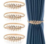 FYSL Curtain Tiebacks 4 Pcs Gold Tie Backs for Curtains Metal Leaves Curtain Tie Backs Curtain Holdbacks for Home, Outdoor Curtain Decoration