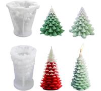 FYSL Silicone Christmas Tree Candle Mold 2 Pcs - Xmas Handmade Candle Making Mould for Christmas Party