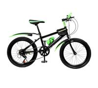 Fyssnn 20 Inch Mountain Bike Adjustable 7 Speed & Seat Kids Bicycle Front & Rear Dual Brake Adjustable Seat Bicycle with Fenders & Water Bottle & Compass for 130-150CM Boys Girls (Black-Green)