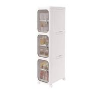 Fyssnn 3 Tier Slim Bathroom Storage Cabinet, Floor Shelf Unit Freestanding, Waterproof Plastic Toilet Roll Holder, Towel & Shower Caddy, Space-Saving Organiser for Kitchen, Living Room, Office (White)