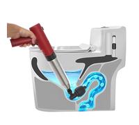 Fyssnn Electric Toilet Unblocker Heavy Duty 5 Bar 1500mAh Battery Drain Plunger Kit with 3 Heads Plumbing Suction Tool for Unblocking Toilet Floor Drain and Pipe Clog (Red)
