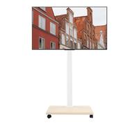 Fyssnn Floor Universal Mobile TV Stand on Wheels for 26-75 inch TVs, Swivel Rolling TV Cart with Base, Height Adjustable, Free Standing, Holds 40kg (white)