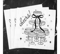 FYSUIMU 100 Pcs Black Cheers Cocktail Napkins Paper Napkins Champagne Tower Bow Disposable Decorative Beverage Napkin for Bachelorette Party Wedding Bridal Shower Birthday Bar Supplies