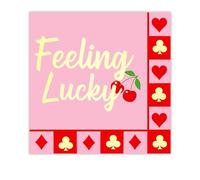 FYSUIMU 100 Pcs Feeling Lucky Paper Napkins Luncheon Napkin Pink Red Cherry Poker Disposable Dessert Dinner Hand Napkin for Bachelorette Party Bridal Shower Table Decor