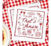 FYSUIMU 100 Pcs Thats Amore Cocktail Napkins Italian Party Paper Napkins Pizza Pasta Disposable Decorative Beverage Napkin for Wedding Bridal Shower Bachelorette Engagement Decor Supplies