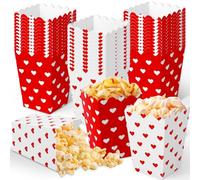FYSUIMU 100 Pcs Valentine's Day Mini Popcorn Boxes Cardboard Popcorn Container Red White Love Heart Treat Candy Goodie Boxes for Wedding Birthday Party Supplies, 2.2 x 4.2 x 3 inch