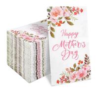 FYSUIMU 100Pcs Happy Mother's Day Guest Napkin Floral Paper Napkin Disposable Dinner Hand Towel Napkin for Party Table Bathroom Decor