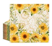 FYSUIMU 100Pcs Sunflower Napkins Watercolor Sunflower Disposable Napkins Yellow Floral Paper Luncheon Dinner Napkins for Spring Summer Party Table Supplies