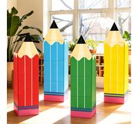 FYSUIMU 16Pcs Back to School Decoration Large Boxes Colorful Pencil Shaped Balloon Box Blocks for First Day of School Preschool Kindergarten Classroom Backdrop Decor Photo Props