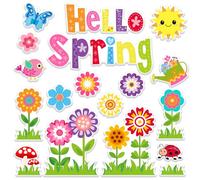 FYSUIMU 2 Sheet Spring Thick Gel Clings Colorful Flower Garden Theme Window Gel Decals for Home School Office Classroom Nursery Party Supplies