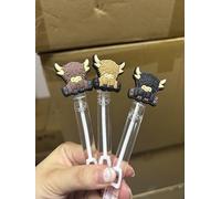 FYSUIMU 24 Pcs Highland Cow Bubble Wands Brown Yellow Black Mini Bubble Wands for Animal Themed Baby Shower Birthday Party Favor Supplies