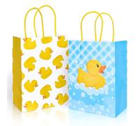 FYSUIMU 24Pcs Yellow Duck Paper Bags with Handles - Cute Rubber Duck Gift Treat Bags - Baby Shower & Birthday Party Supplies
