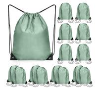 FYSUIMU 25 Pcs Sage Green Drawstring Backpack Bags Solid Green Color Draw String Back Bags for Sports Gym Beach Travel Party Treat Supplies, 13.4 x 16.5 Inch