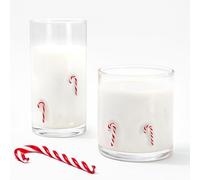 FYSUIMU 2Pcs Christmas Icon Juice Glass Tall and Short Wine Glasses Candy Cane Stemless Cocktail Drinking Cups for Xmas Home Party Favors Supplies