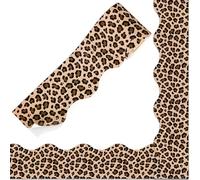 FYSUIMU 32.8 Ft Leopard Print Bulletin Board Border Brown Animal Spot Border Trim Self Adhesive Safari Animal Bulletin Board Stickers Roll for School Classroom Office Chalkboard Party Decor