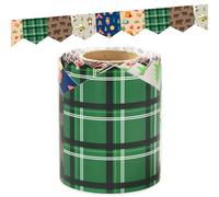 FYSUIMU 32.8Ft Camping Bulletin Board Border Bear Tree Tent Campfire Plaid Die Cut Trim Border Roll for Back to School Classroom Chalkboard Wall Decor