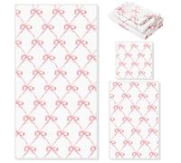 FYSUIMU 3Pcs Pink Bow Towel Set White Pink Ribbon Bow Absorbent Bath Towel Hand Towel Wash Cloth for Travel Swim Bathroom Shower Supplies